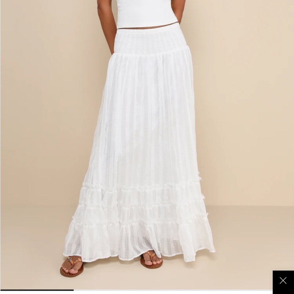 Lulus Sunny Baby White Smocked Midi Skirt